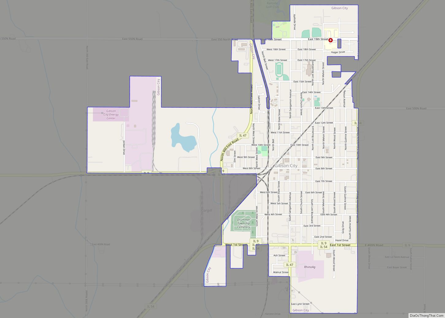 Map of Gibson City city