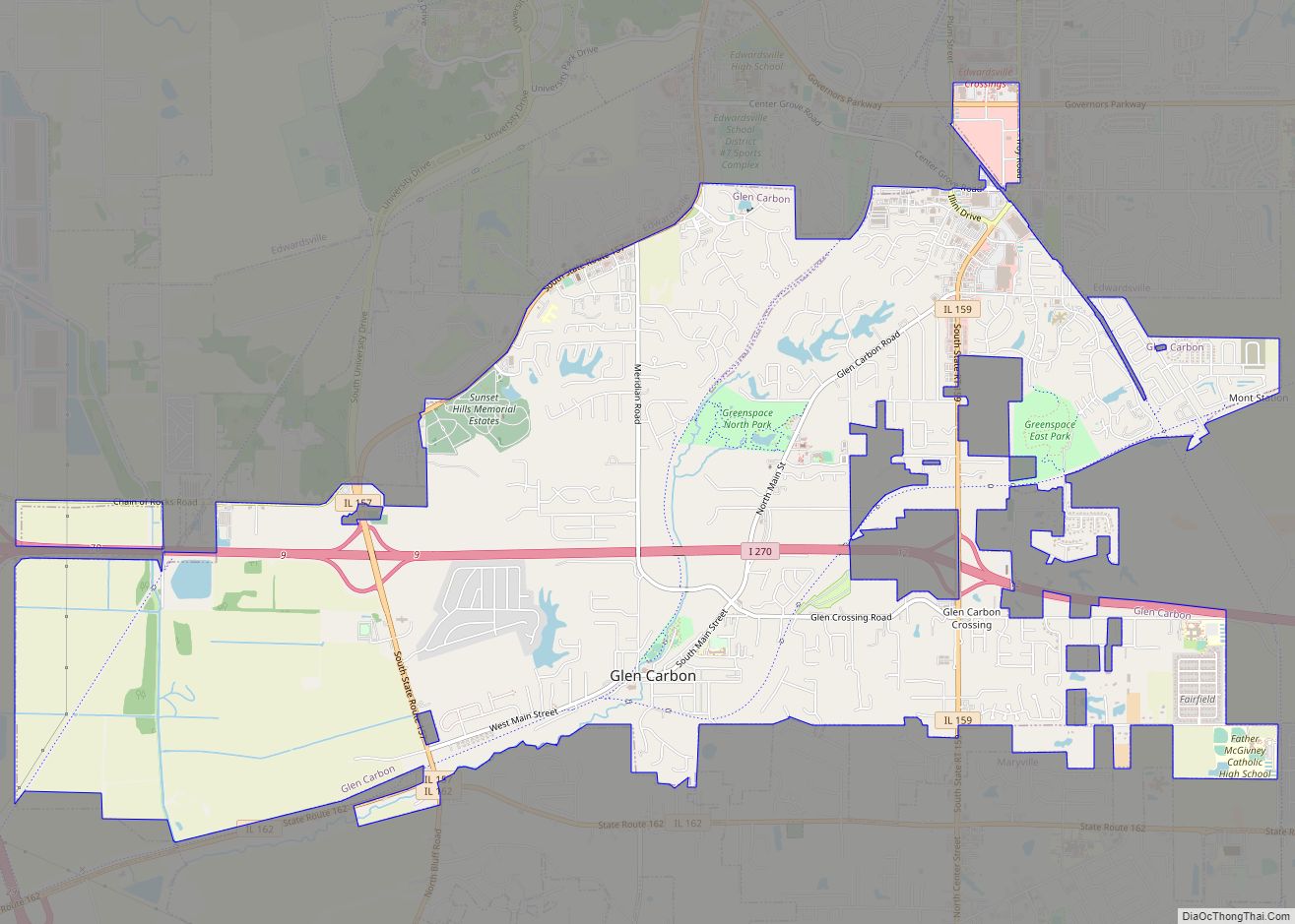 Map of Glen Carbon village