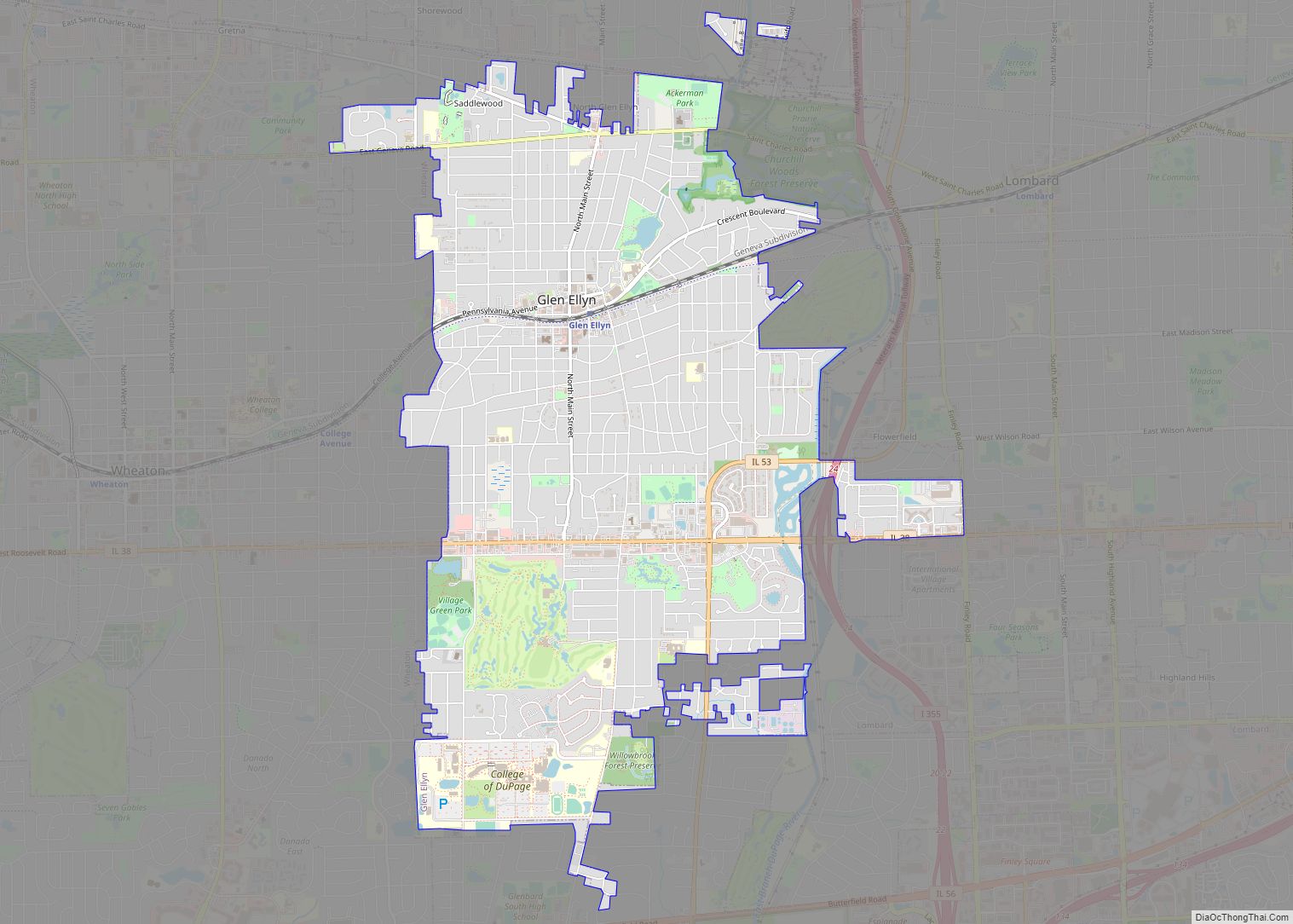 Map of Glen Ellyn village