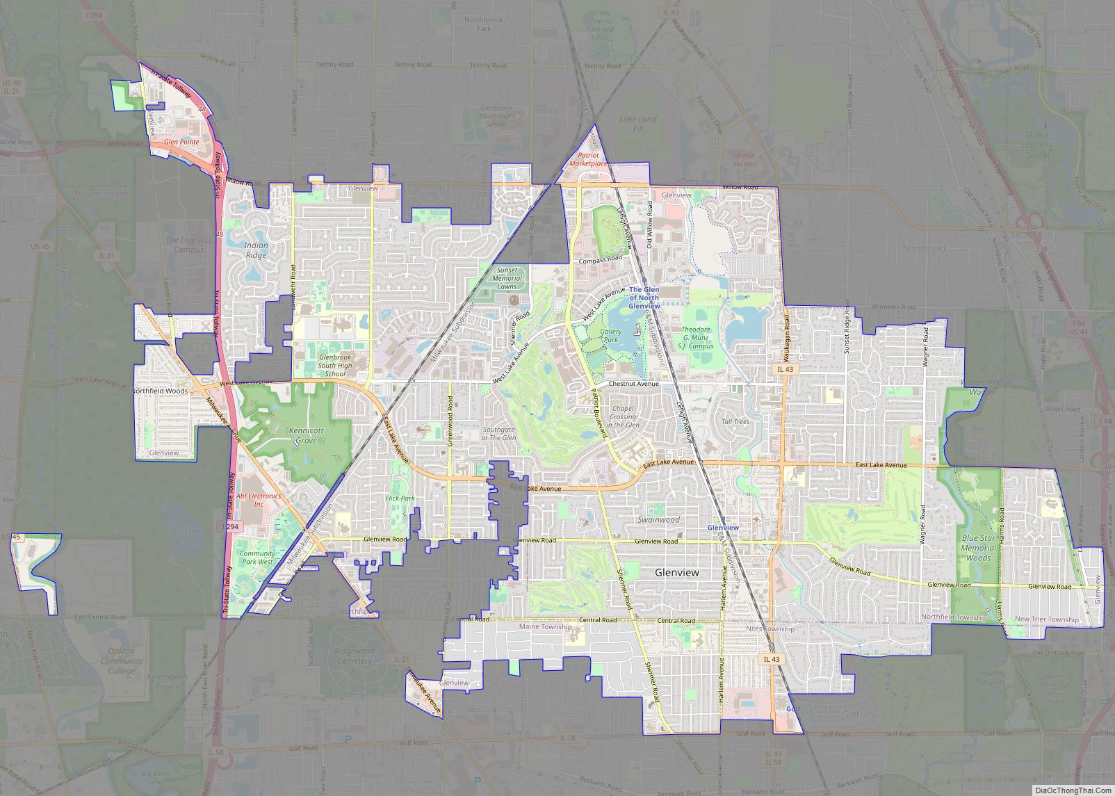 Map of Glenview village