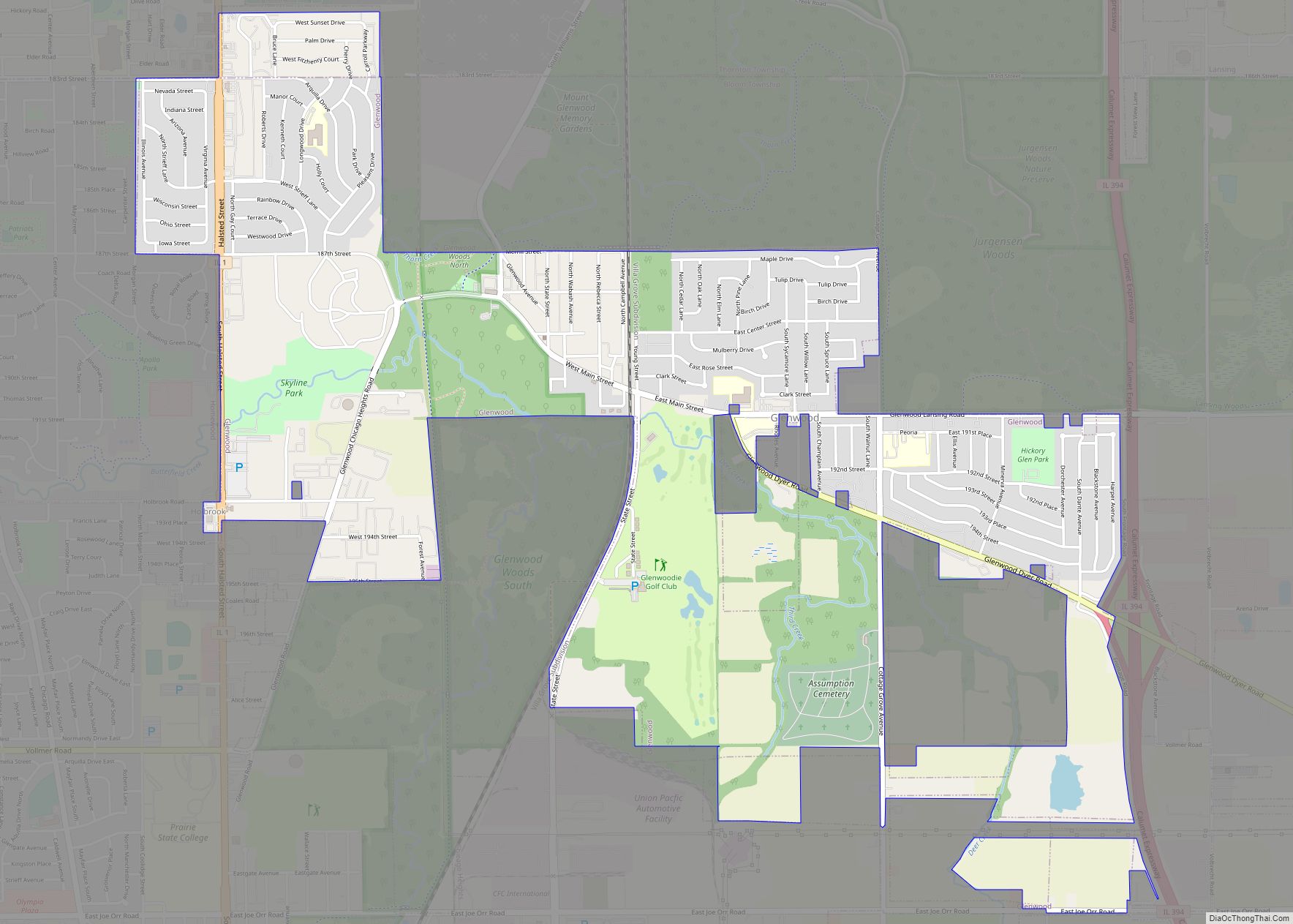 Map of Glenwood village, Illinois