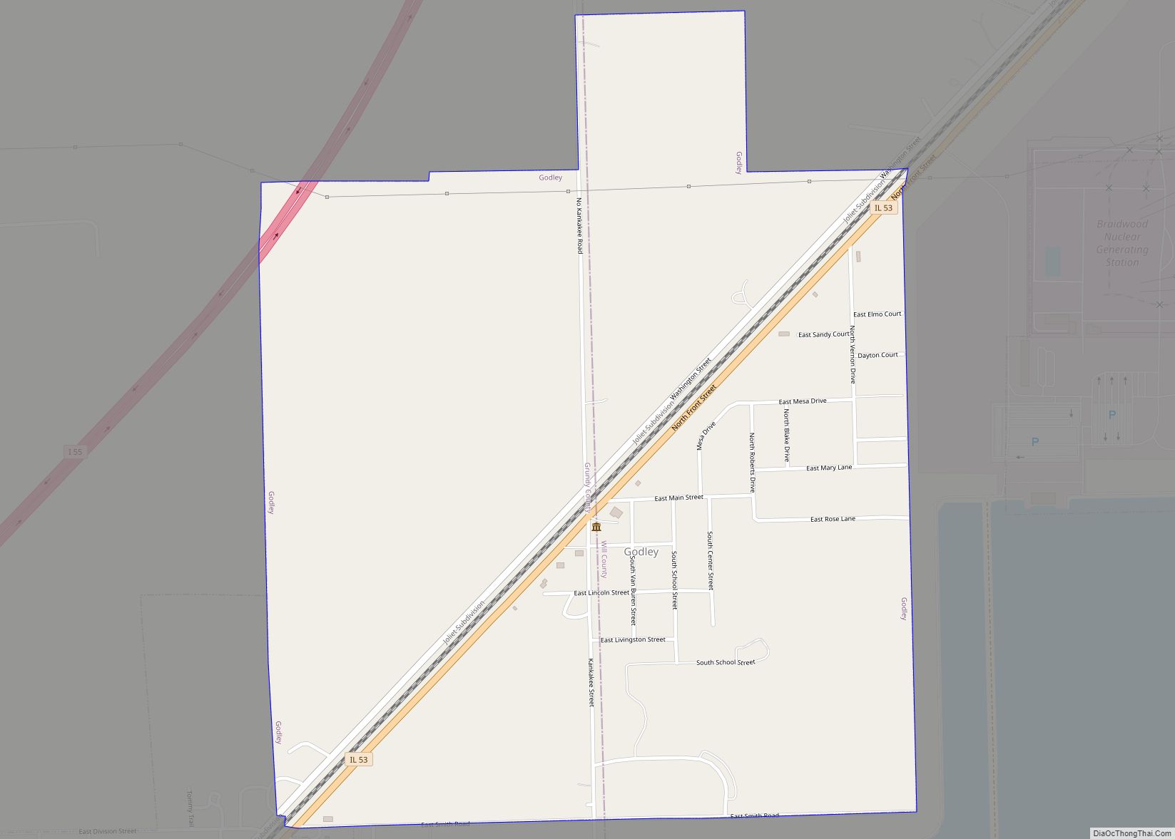 Map of Godley village, Illinois