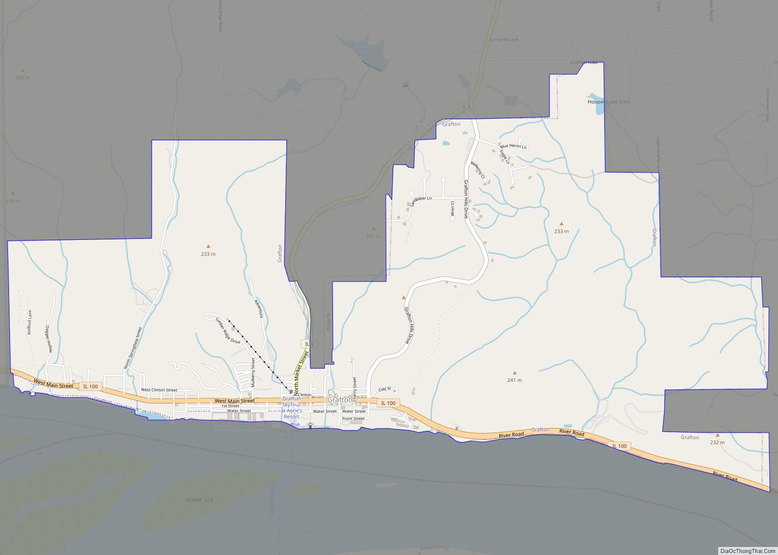 Map of Grafton city, Illinois