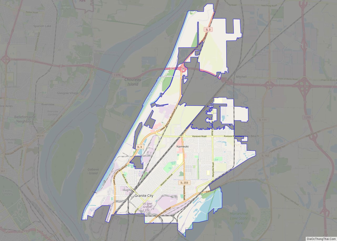 Map of Granite City city