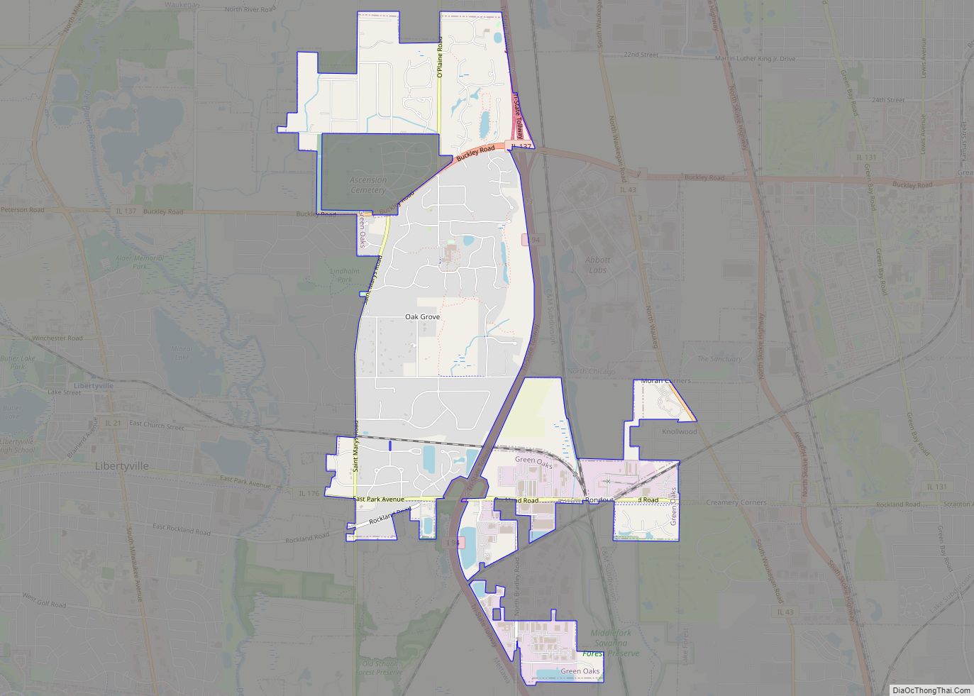 Map of Green Oaks village