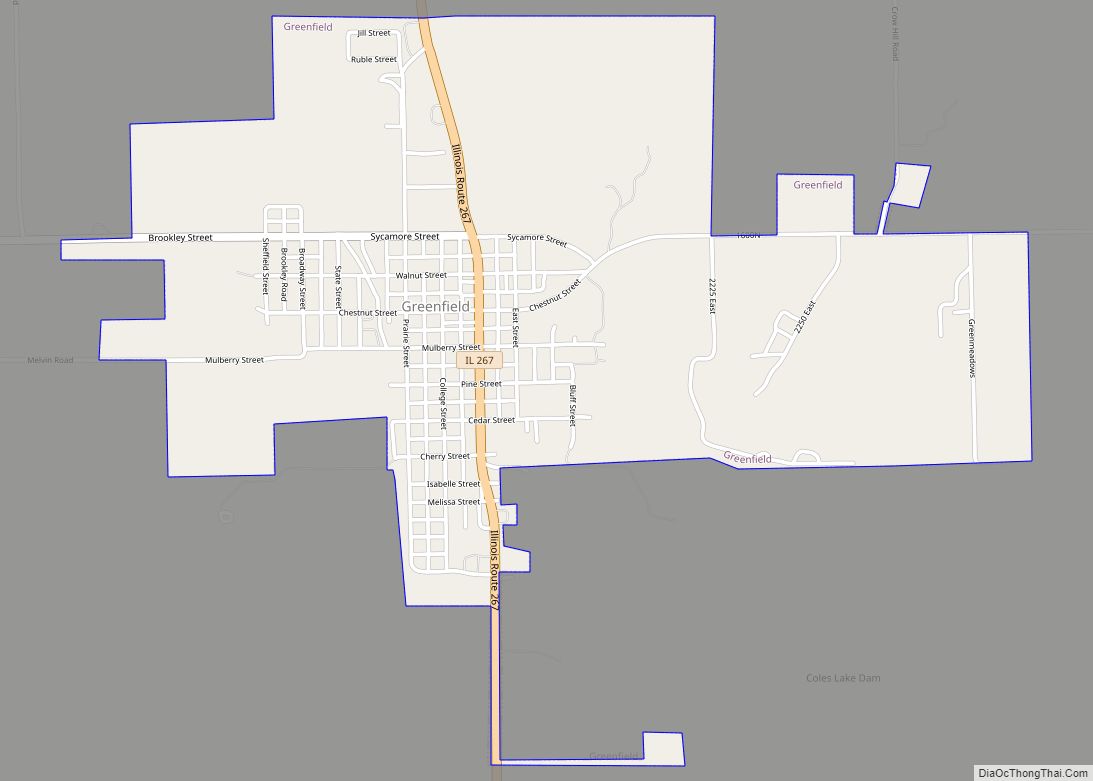 Map of Greenfield city, Illinois