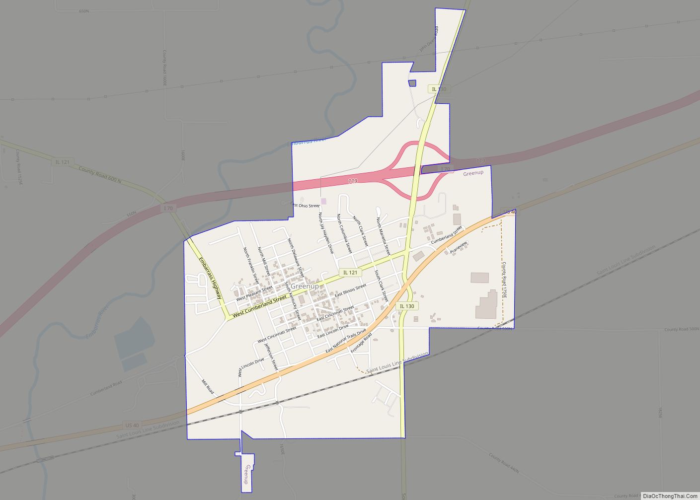 Map of Greenup village