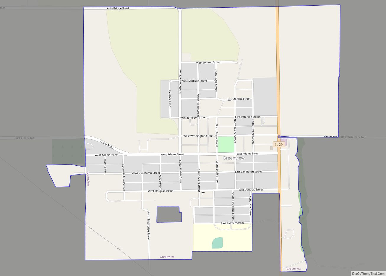 Map of Greenview village, Illinois