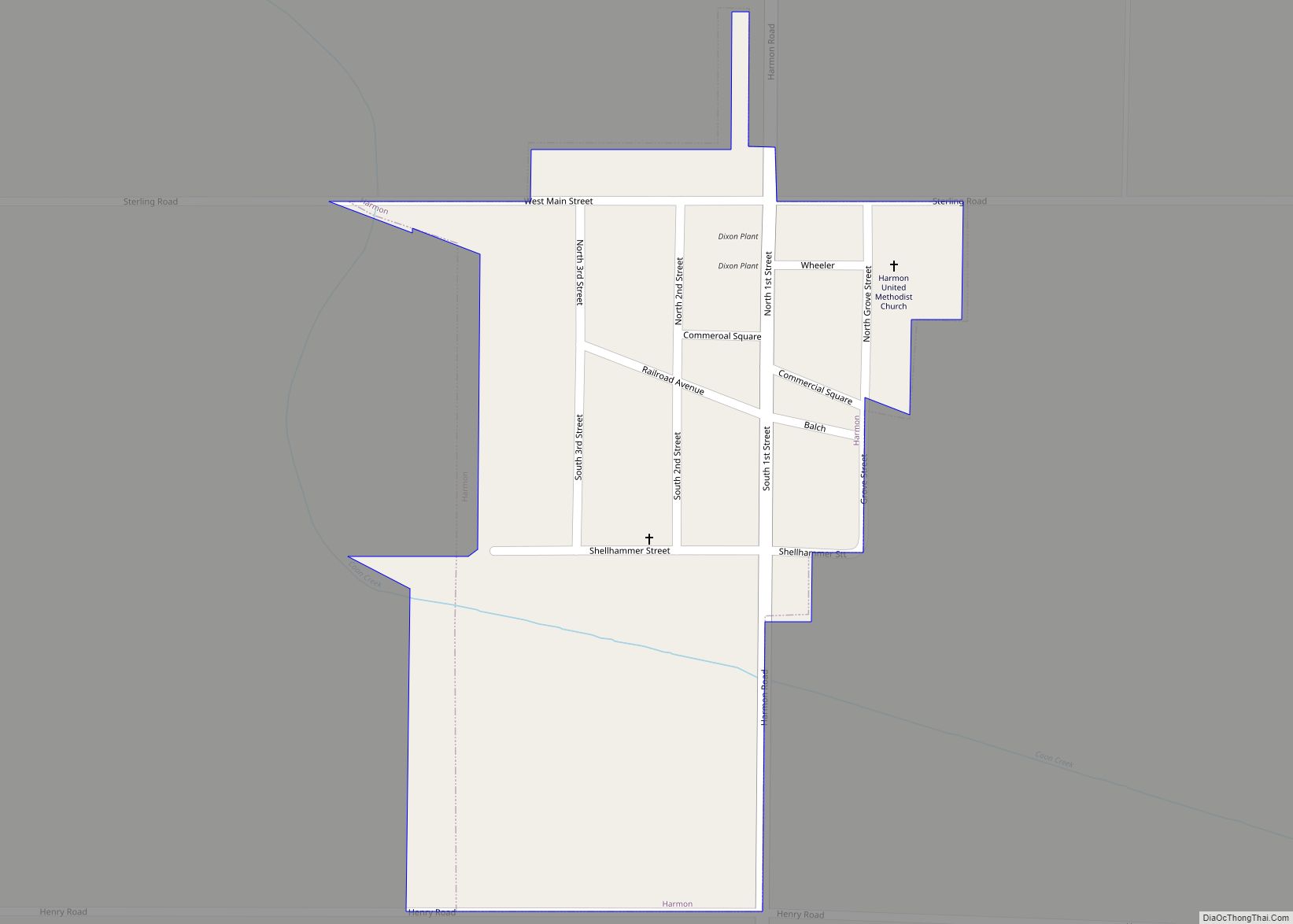 Map of Harmon village, Illinois