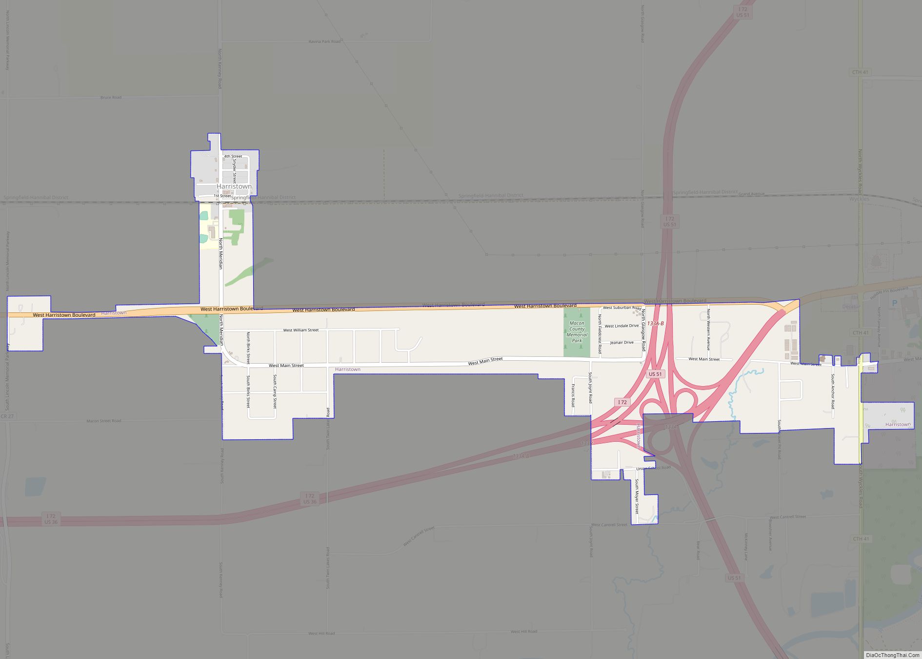 Map of Harristown village