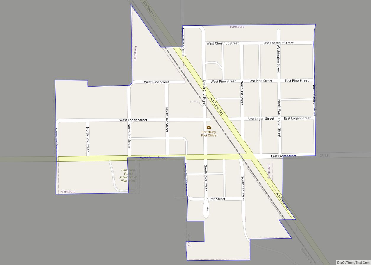 Map of Hartsburg village, Illinois