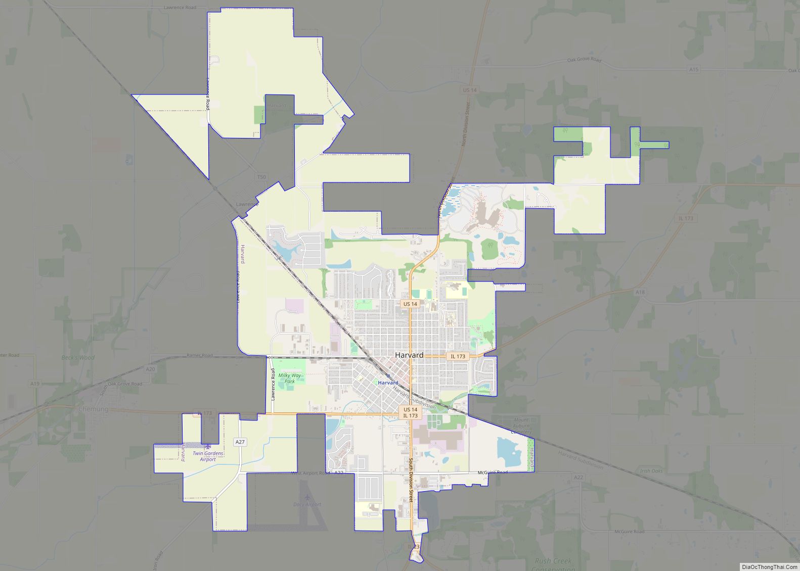 Map of Harvard city