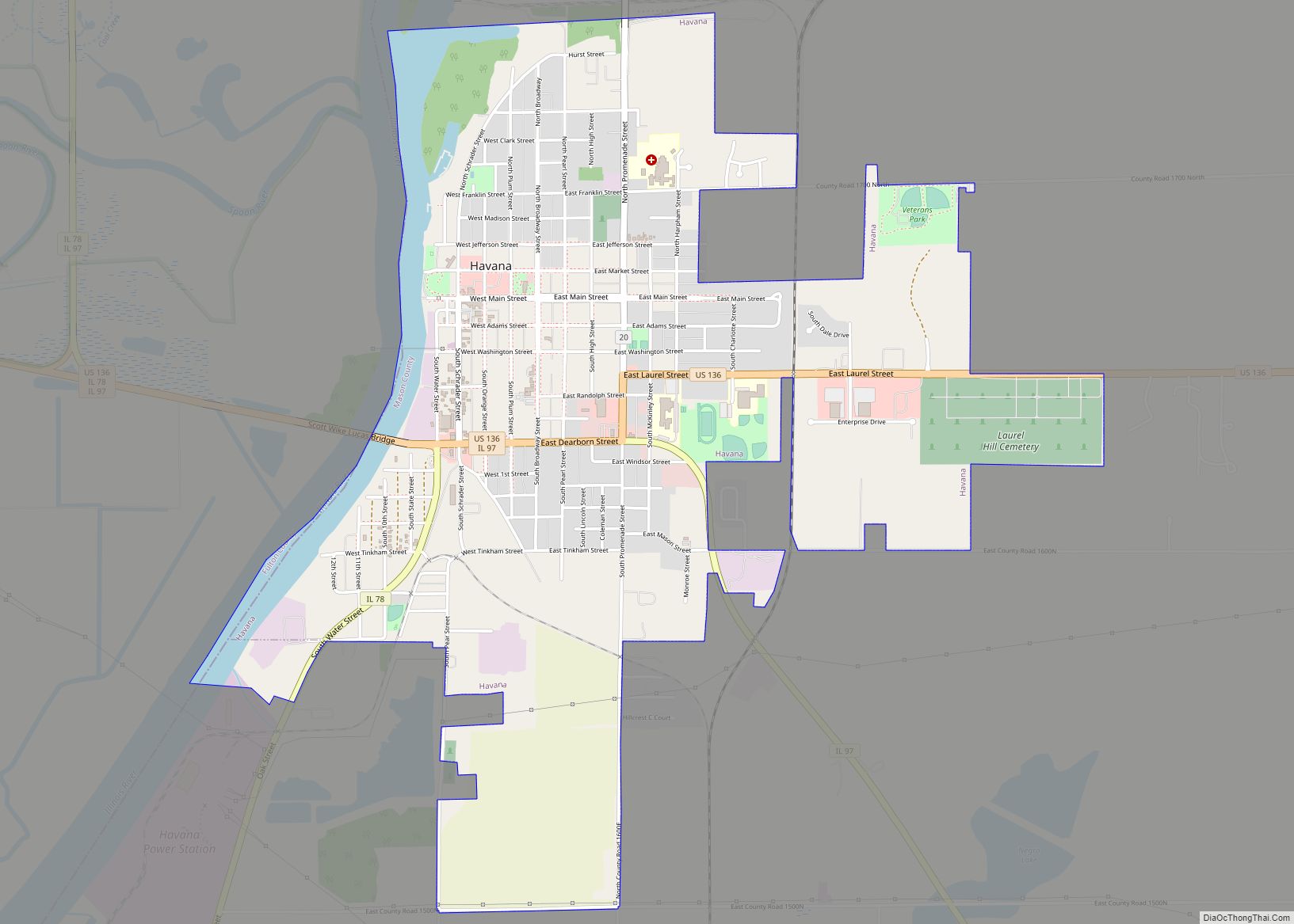 Map of Havana city, Illinois