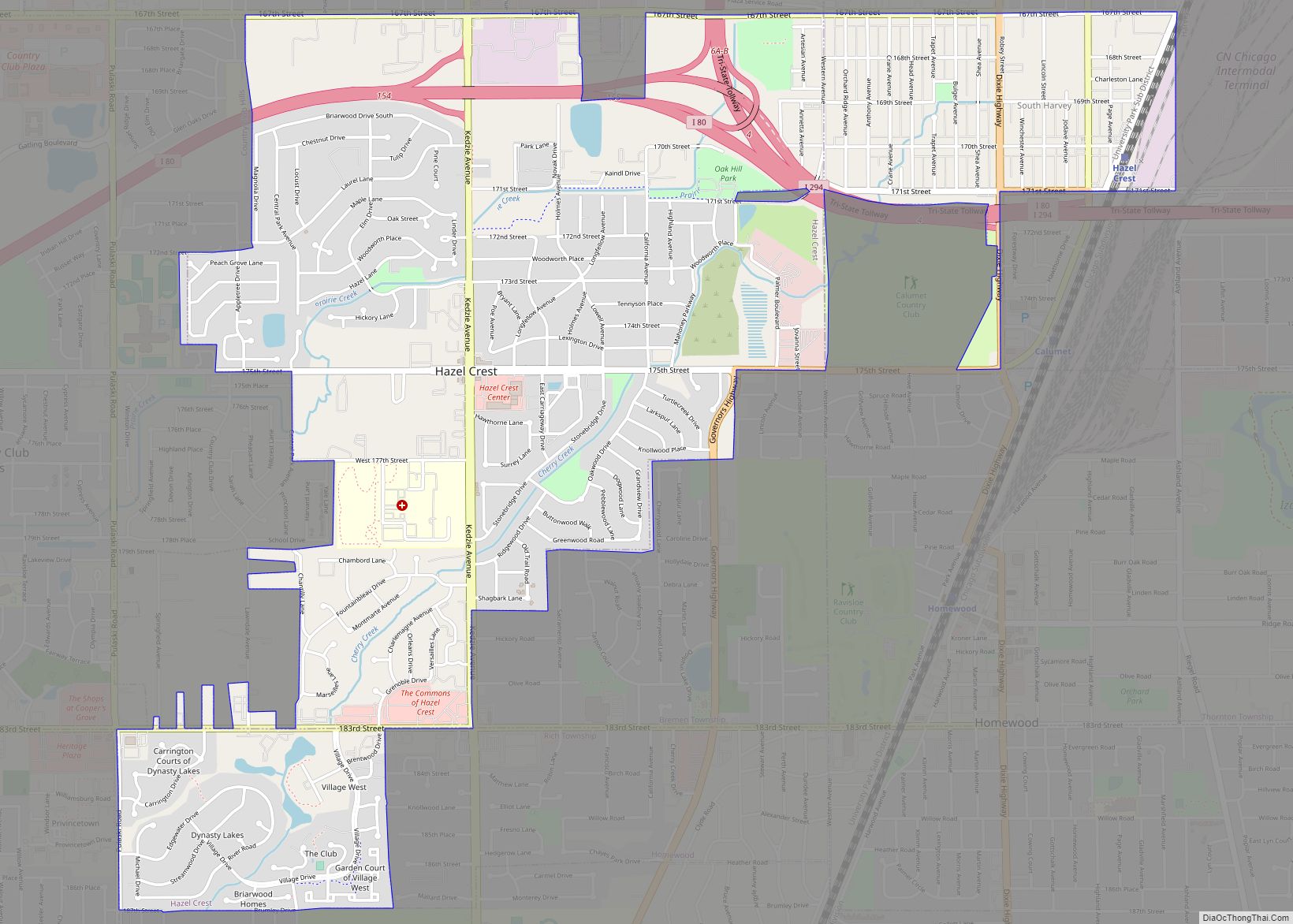 Map of Hazel Crest village