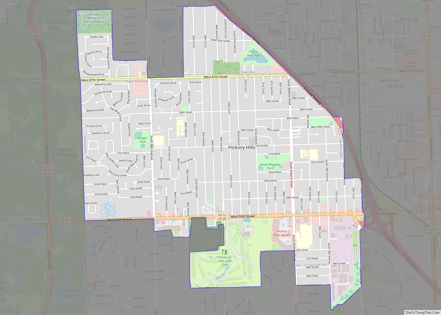 Map of Hickory Hills city