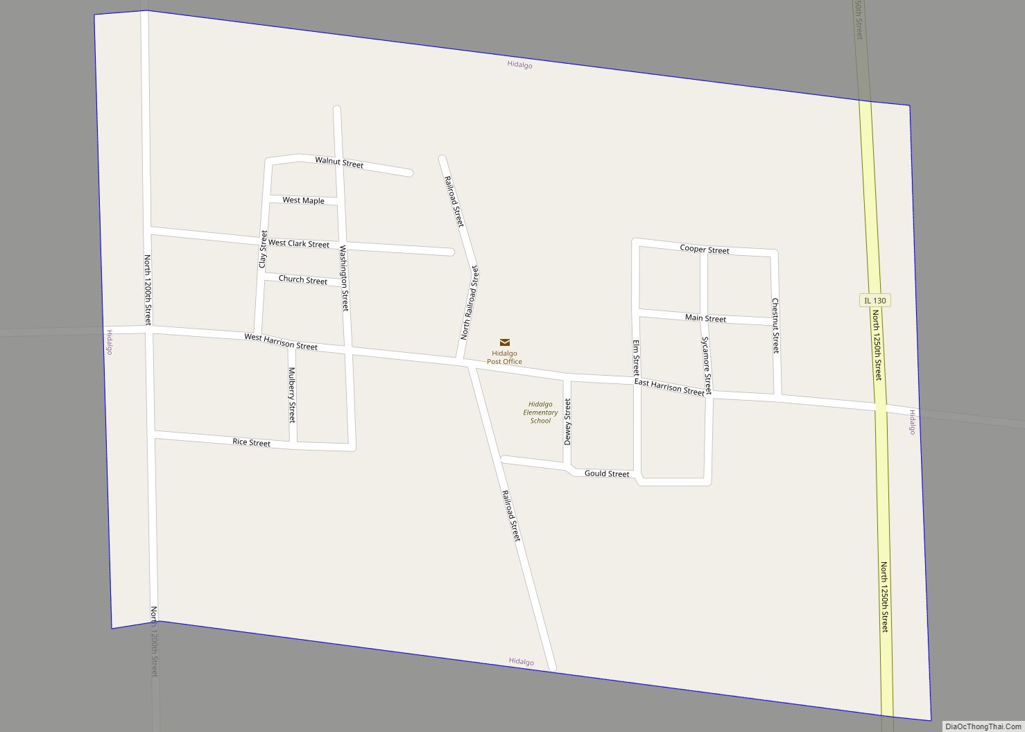 Map of Hidalgo village, Illinois