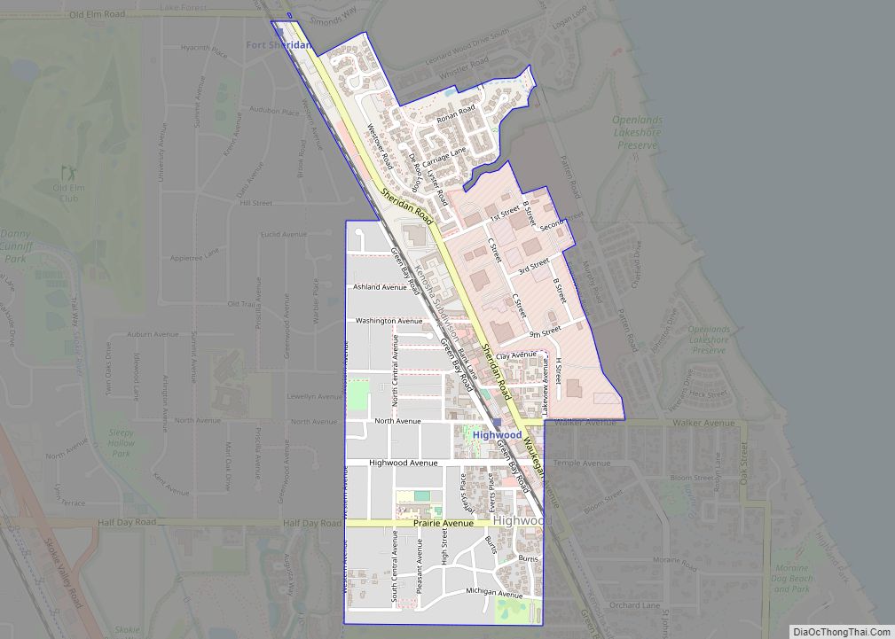 Map of Highwood city