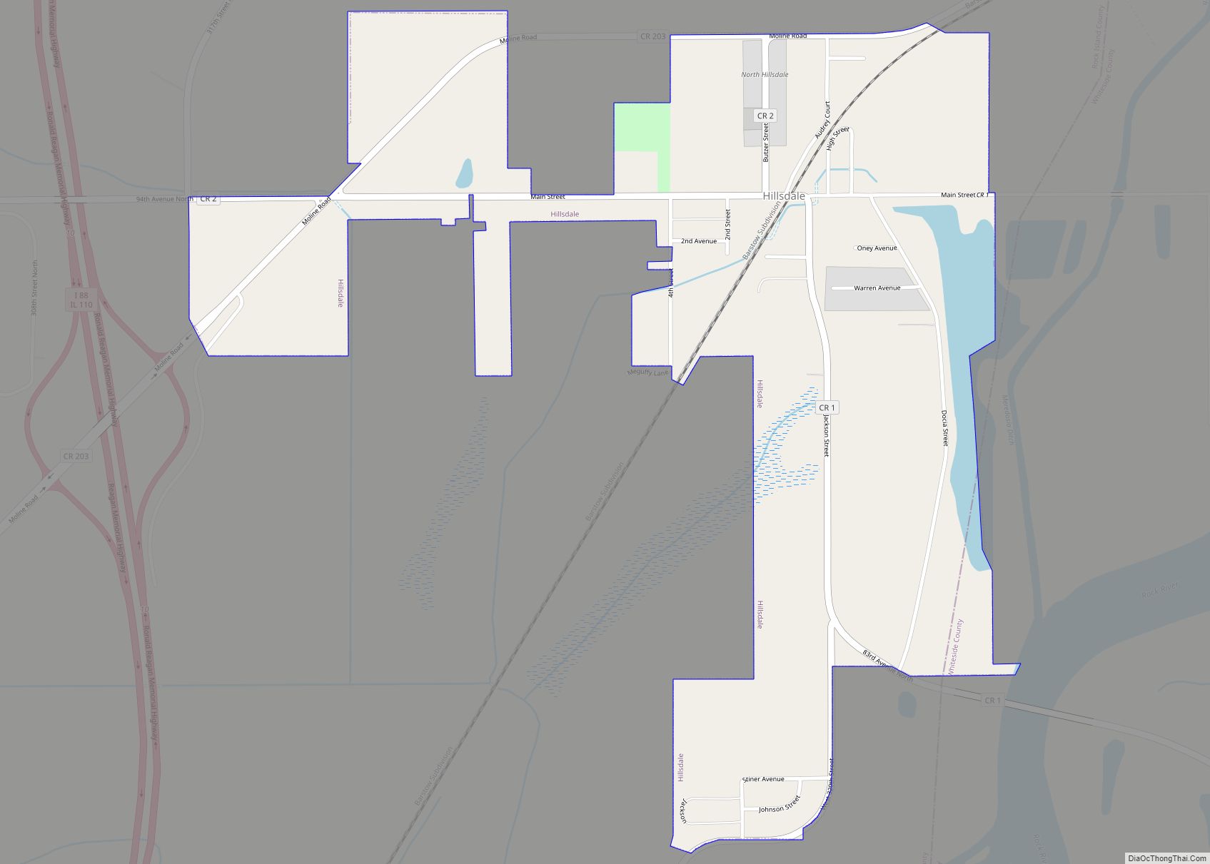 Map of Hillsdale village, Illinois