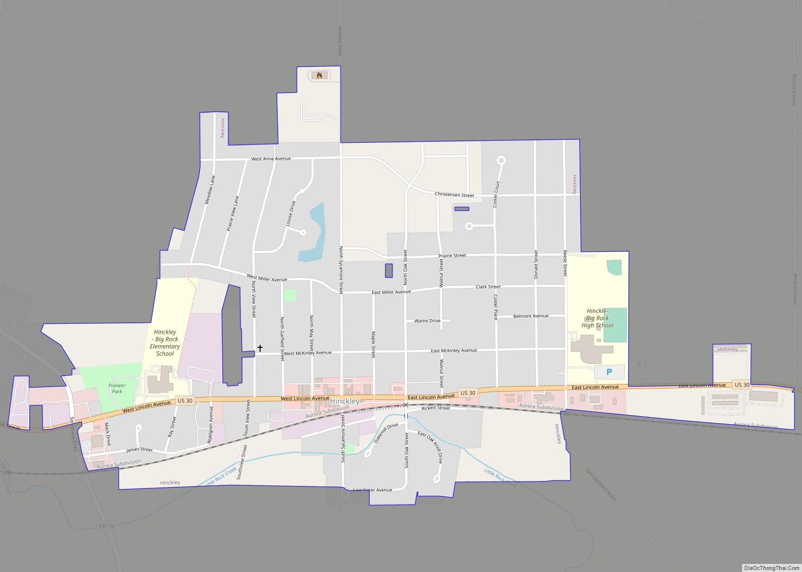 Map of Hinckley village, Illinois