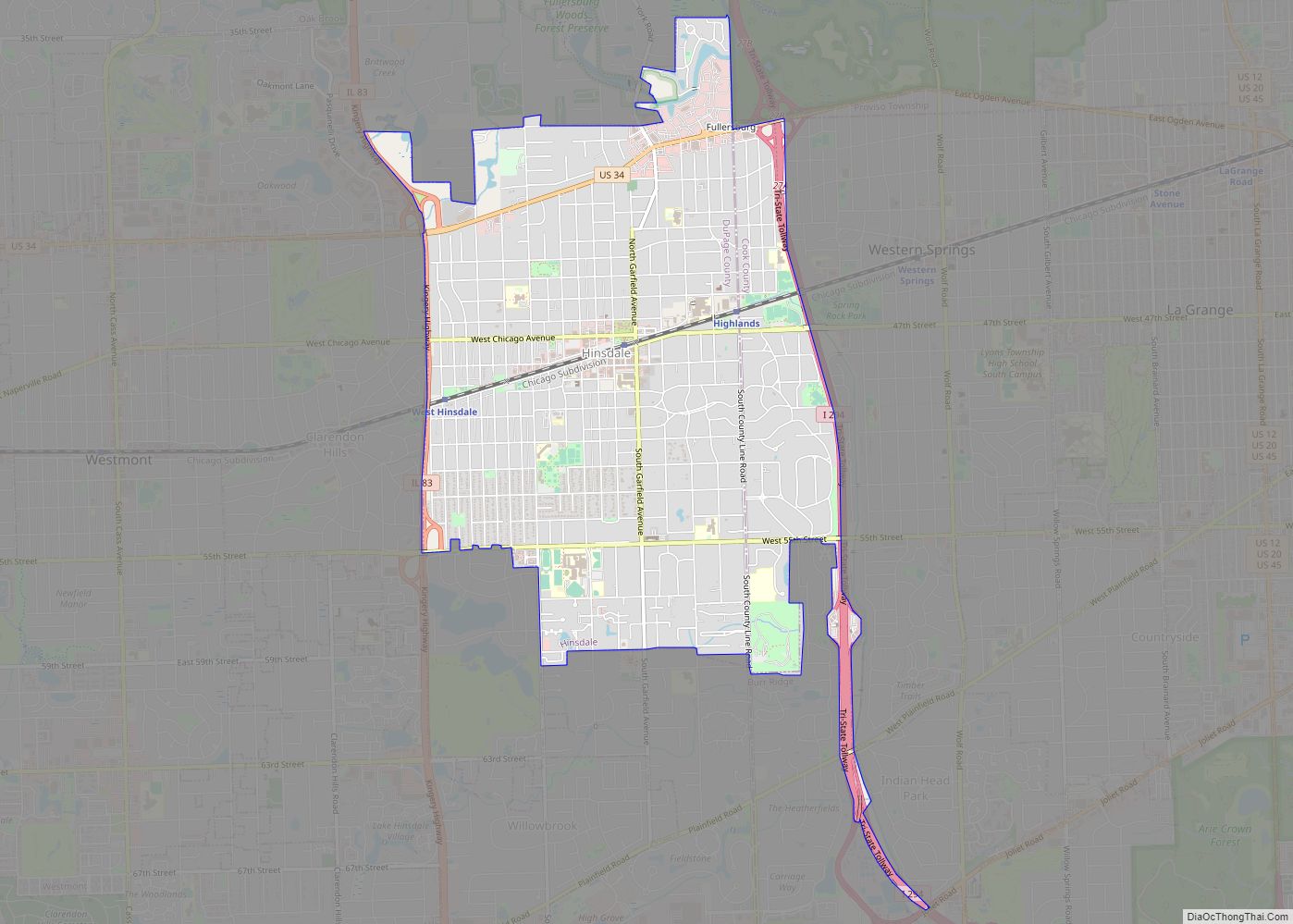 Map of Hinsdale village