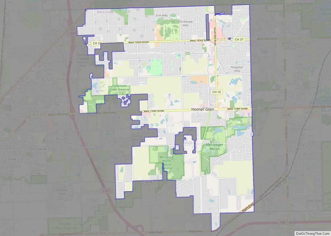 Map of Homer Glen village