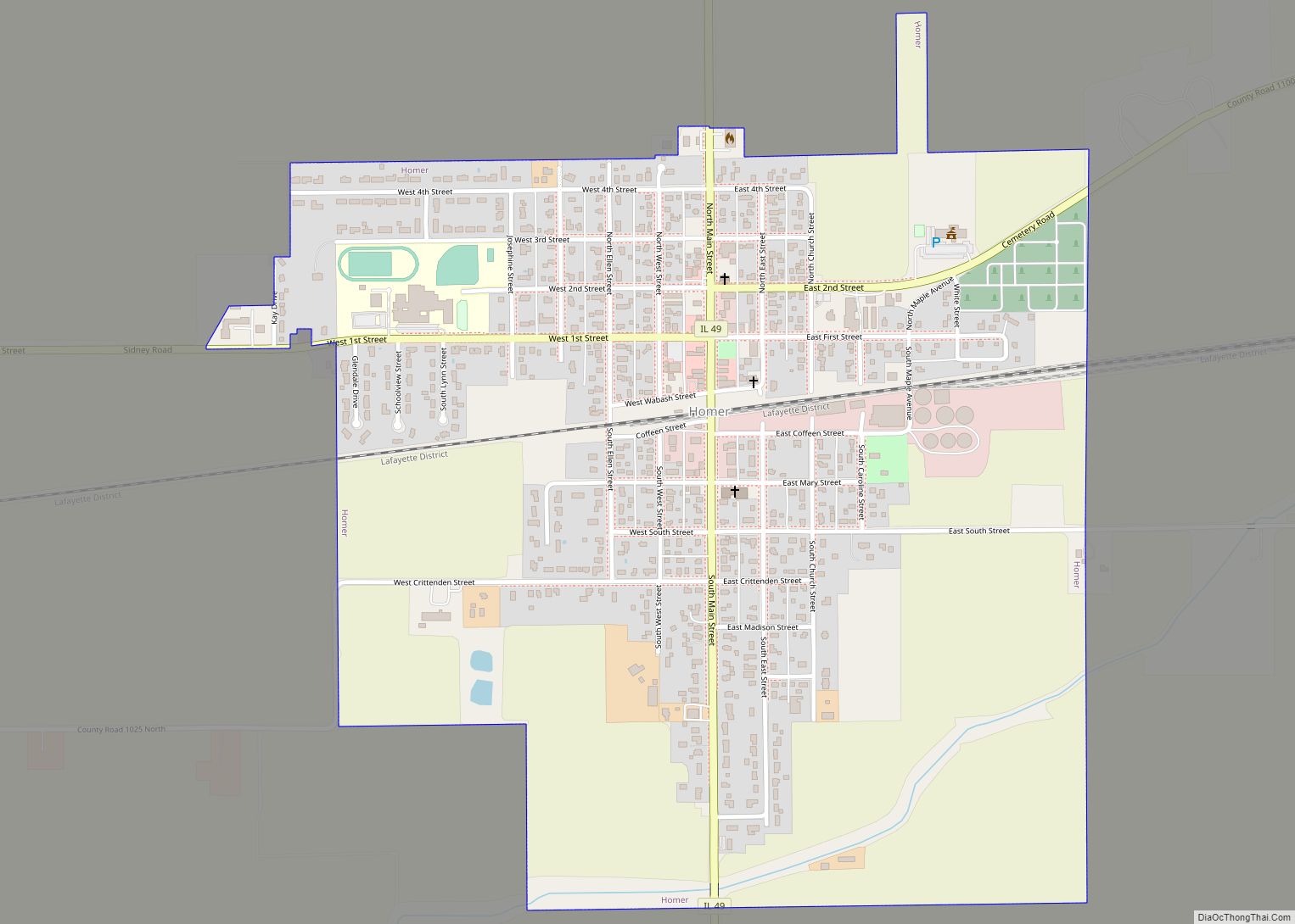 Map of Homer village, Illinois