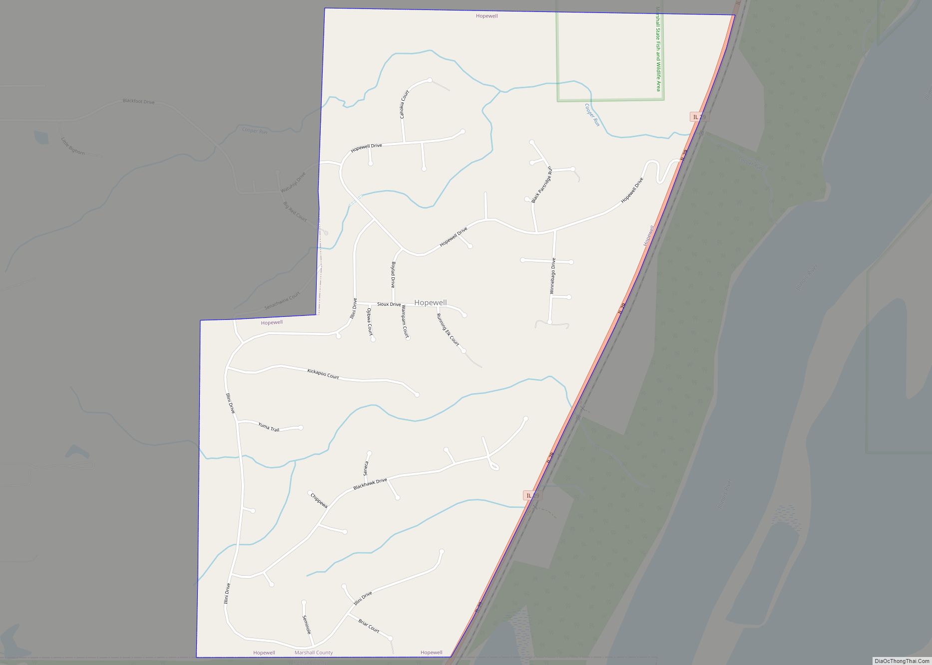 Map of Hopewell village, Illinois