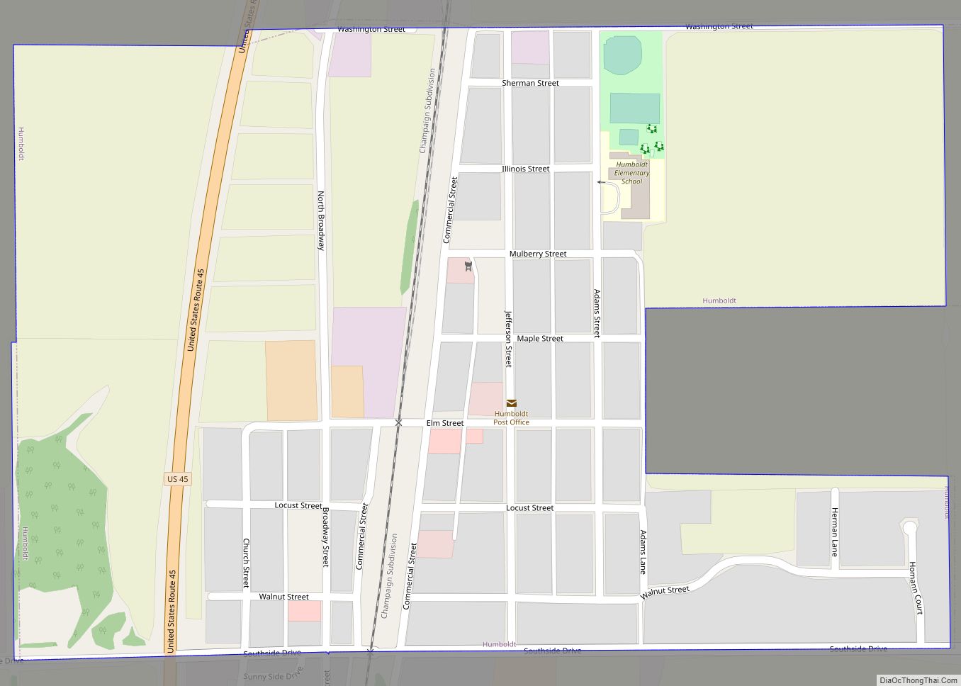 Map of Humboldt village, Illinois