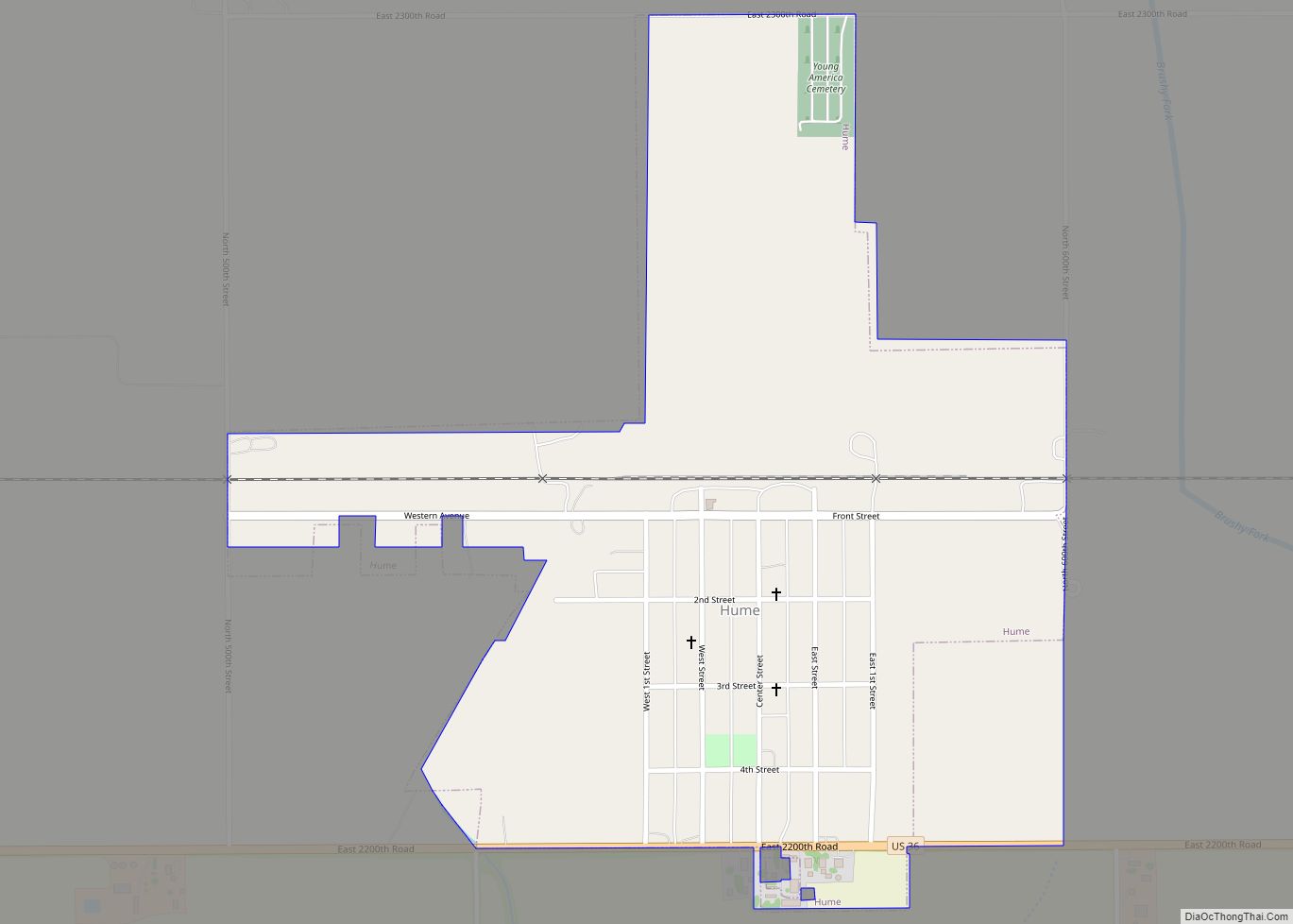 Map of Hume village, Illinois