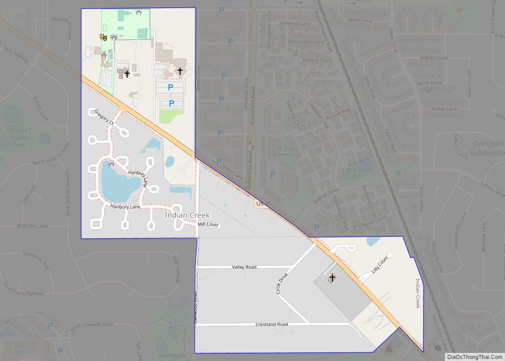 Map of Indian Creek village, Illinois