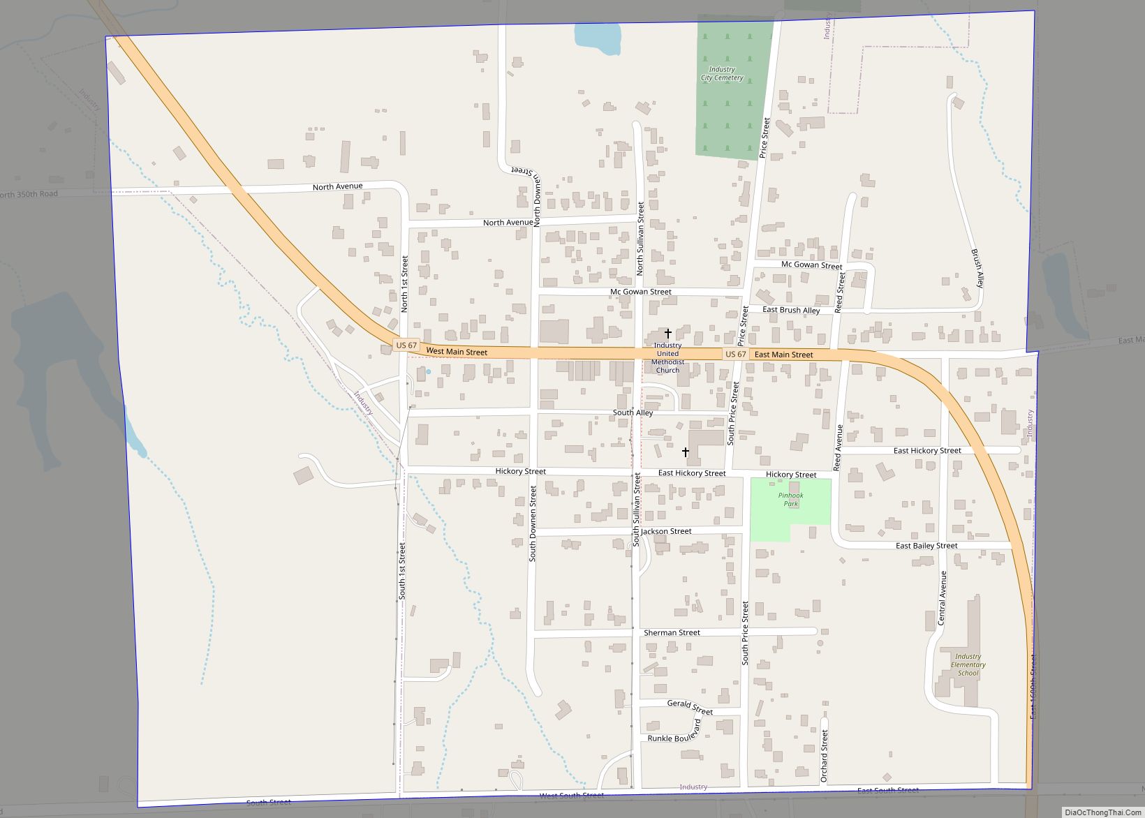 Map of Industry village, Illinois