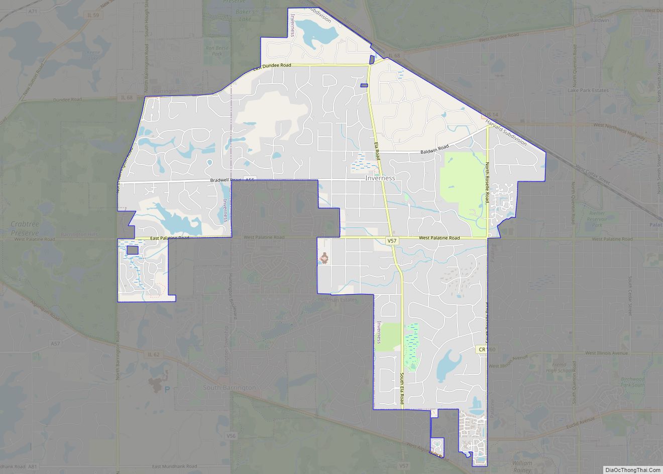 Map of Inverness village, Illinois