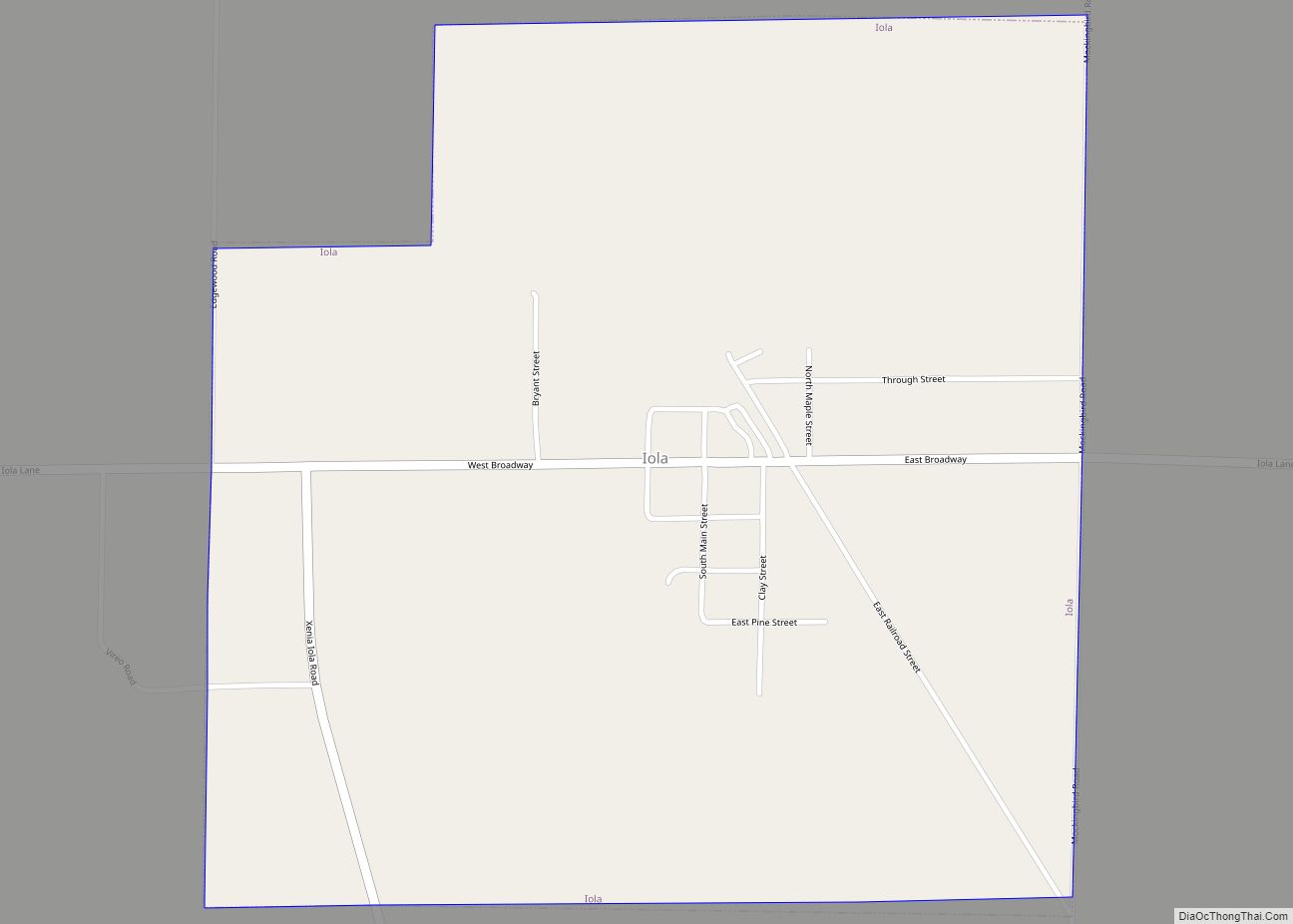 Map of Iola village, Illinois