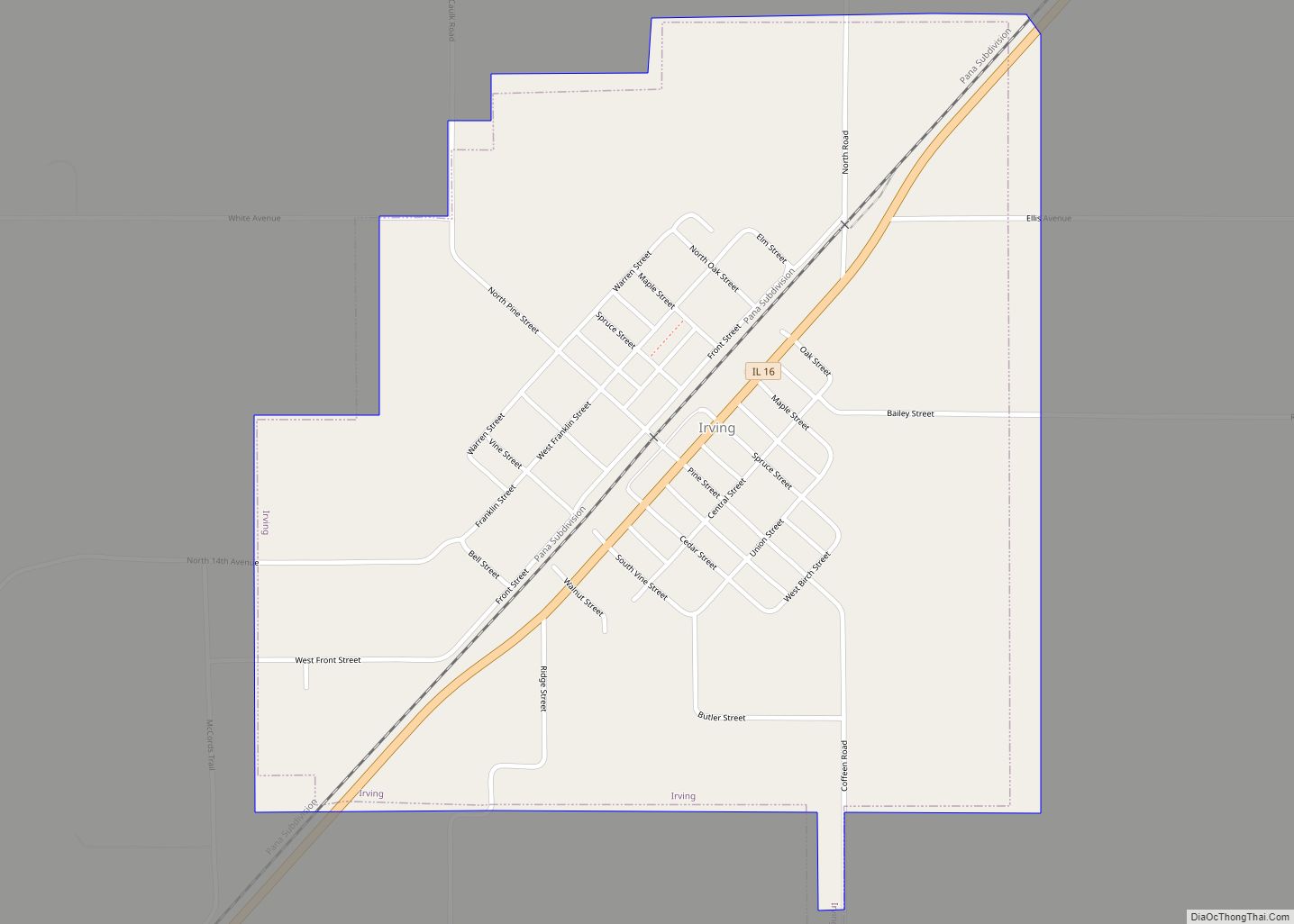 Map of Irving village, Illinois