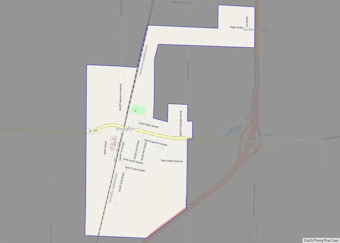 Map of Irvington village, Illinois