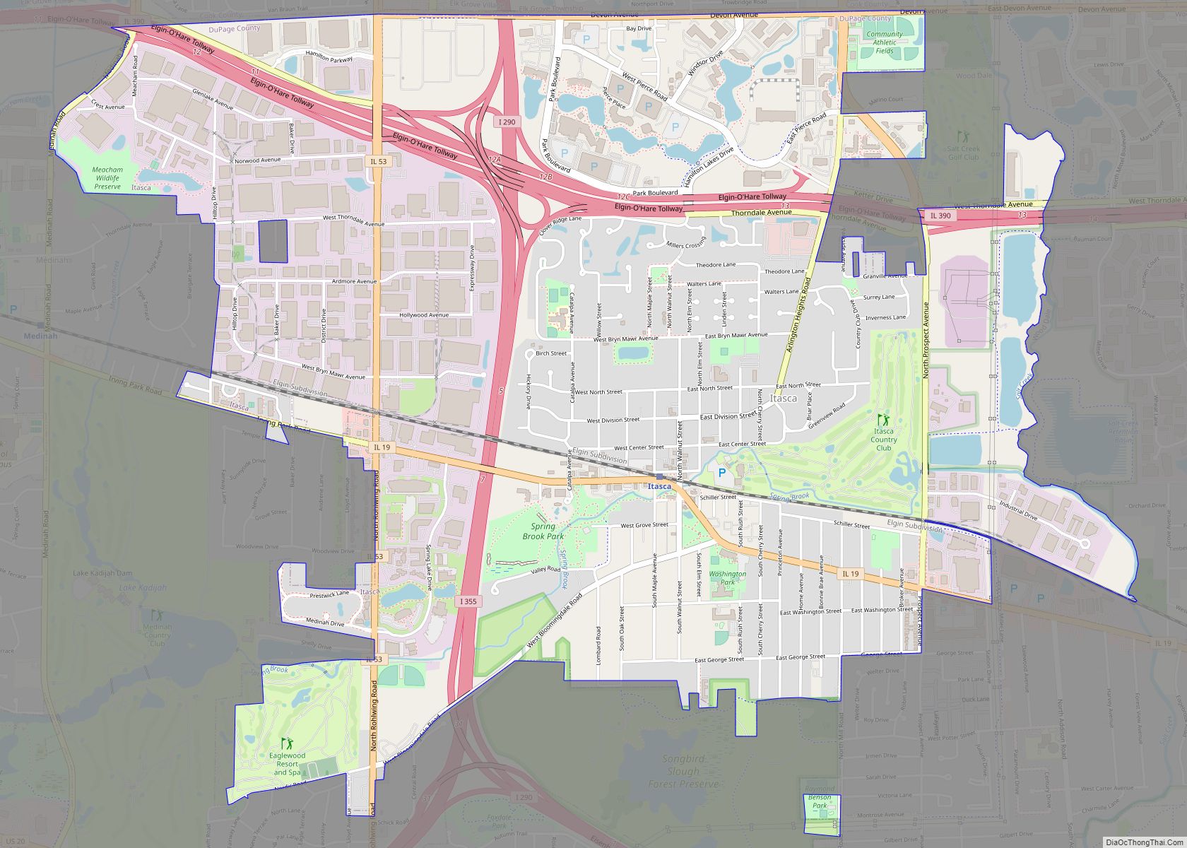 Map of Itasca village