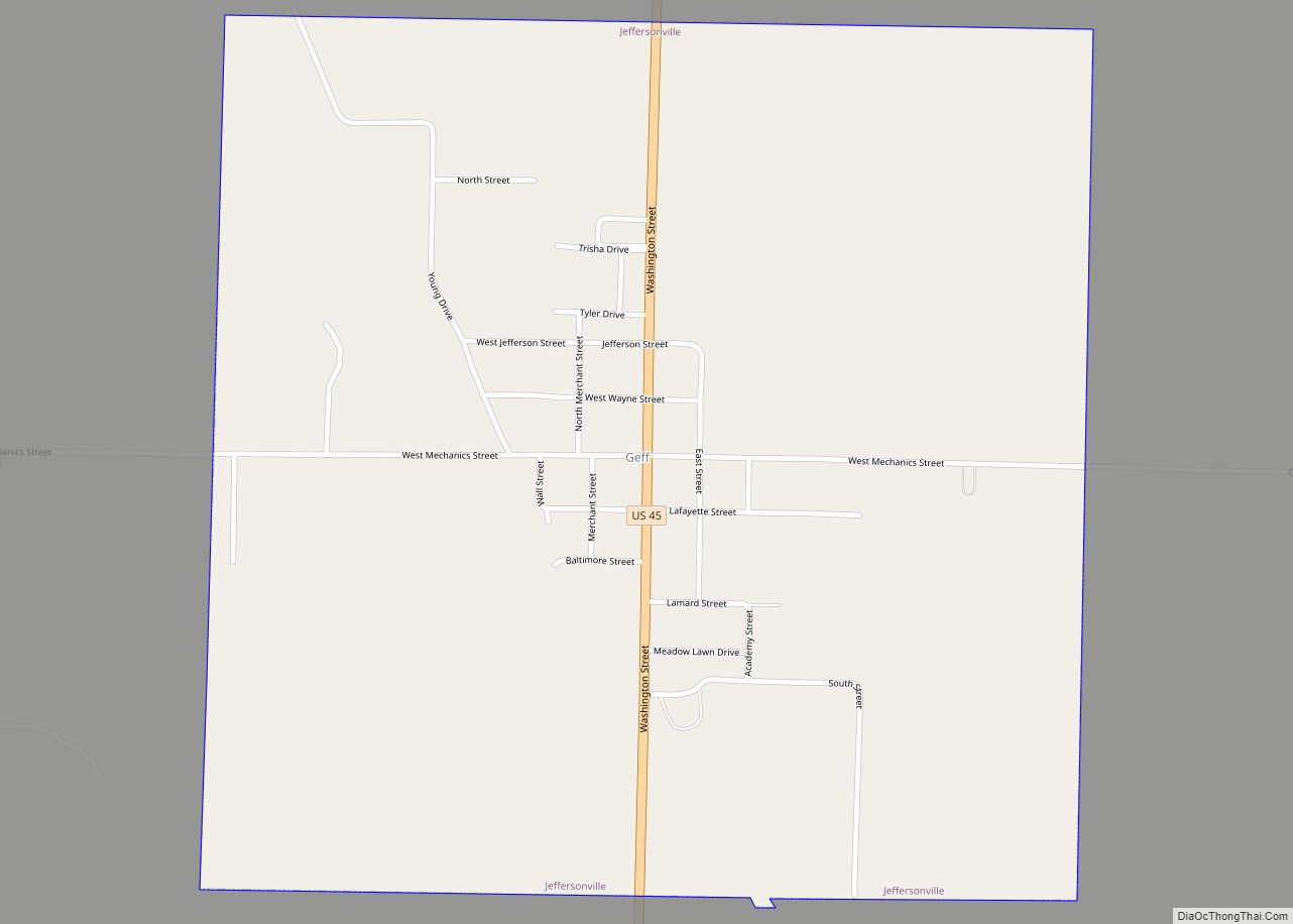 Map of Jeffersonville village, Illinois