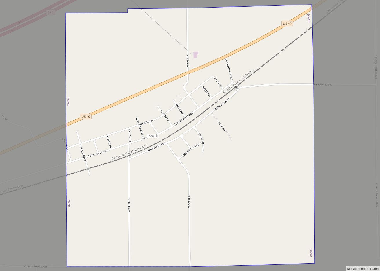 Map of Jewett village, Illinois