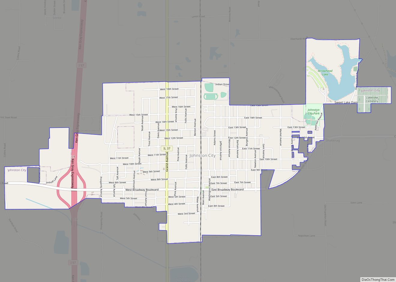 Map of Johnston City city