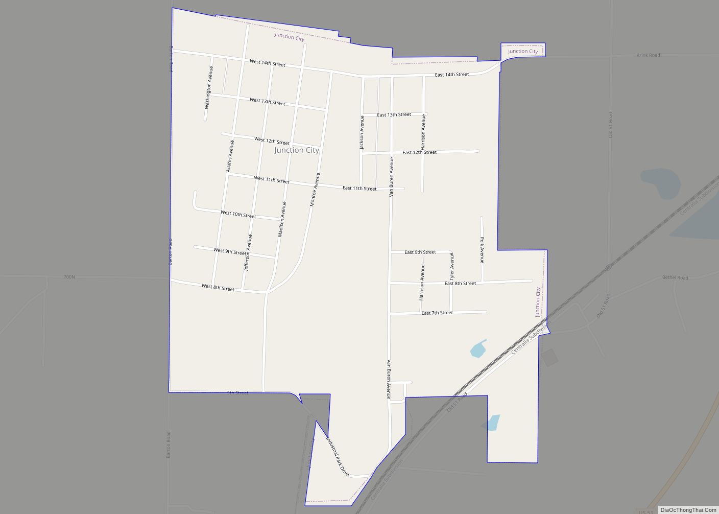 Map of Junction City village, Illinois