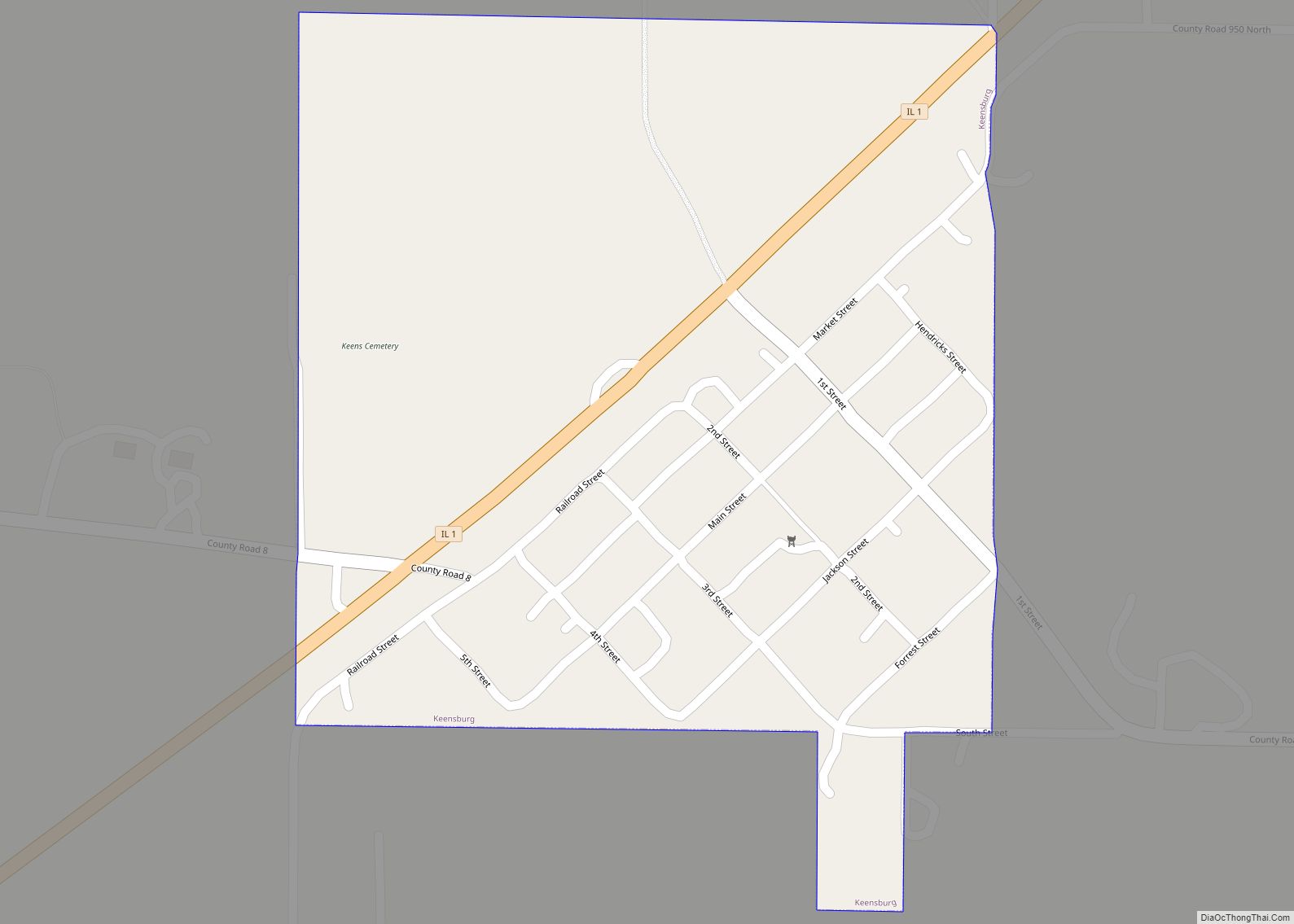 Map of Keensburg village