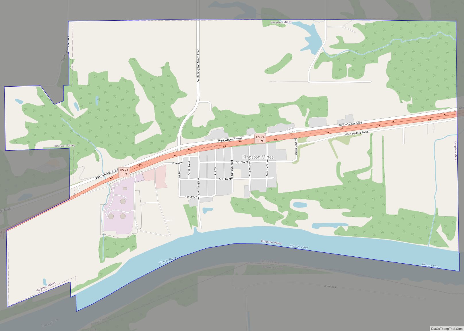 Map of Kingston Mines village