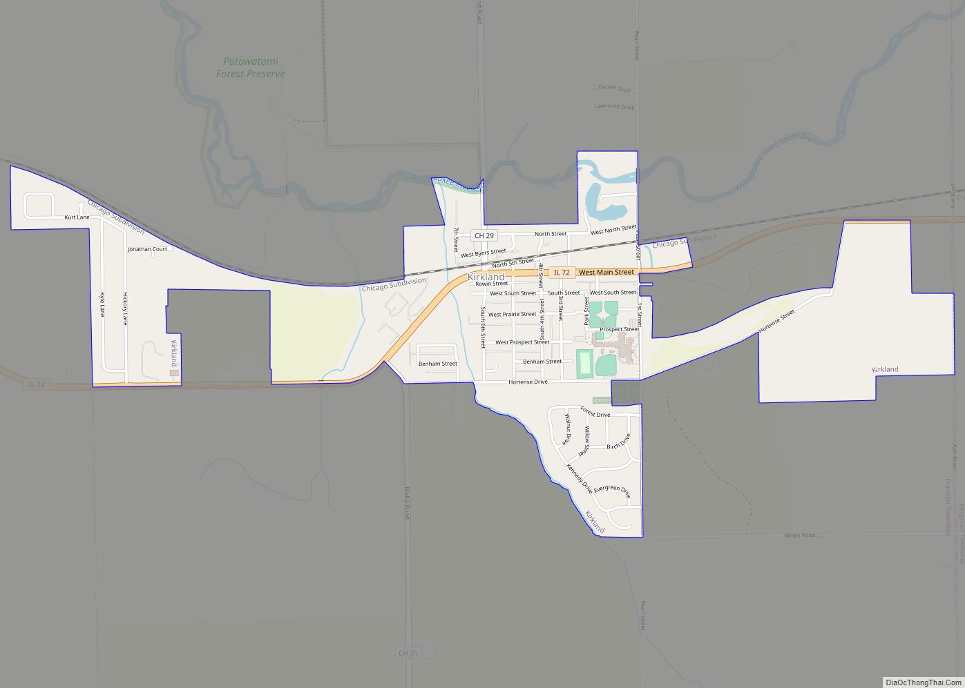 Map of Kirkland village, Illinois