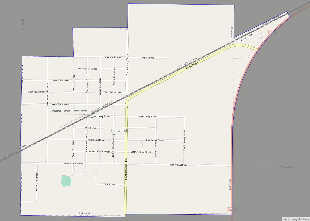 Map of Kirkwood village, Illinois