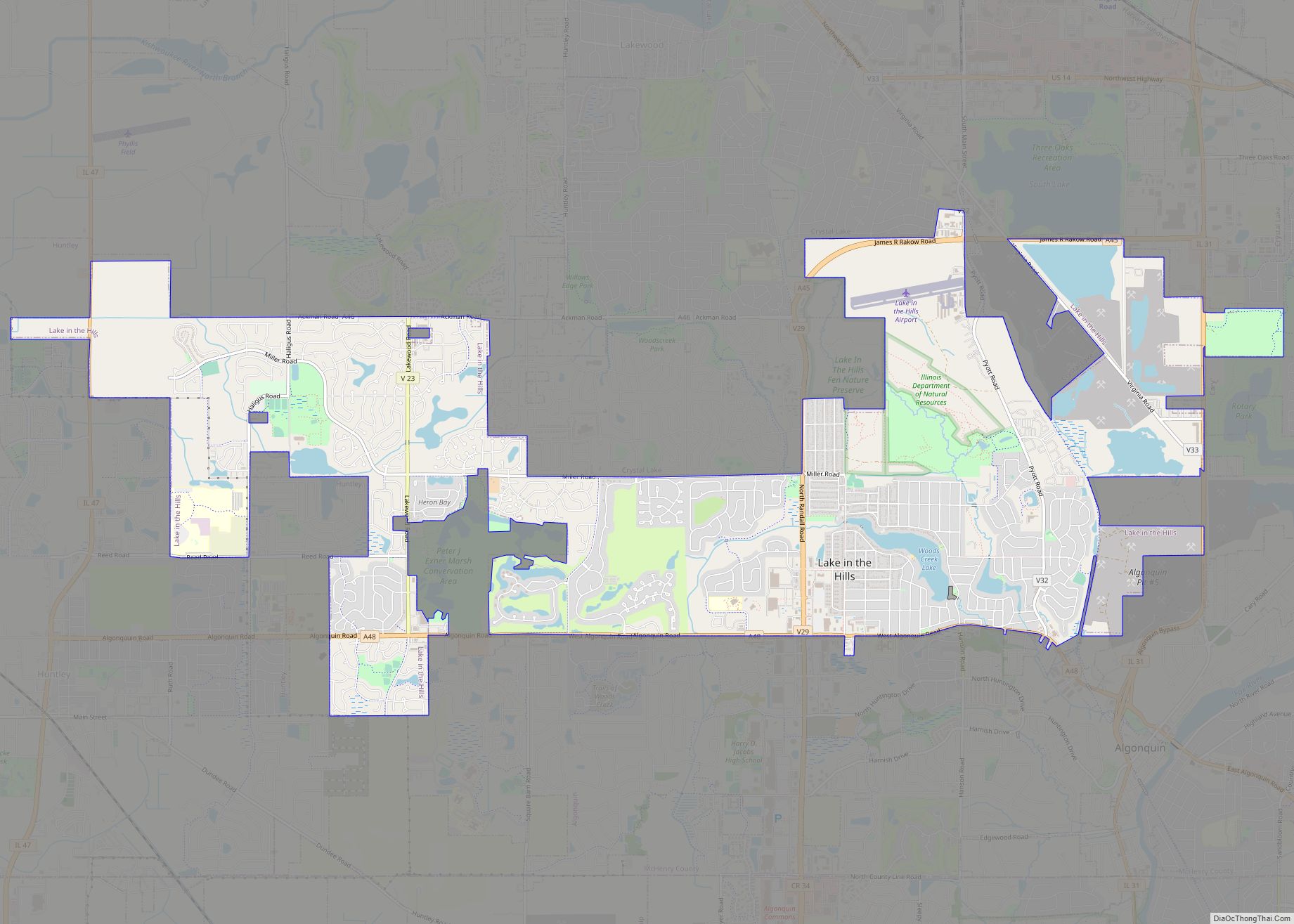 Map of Lake in the Hills village