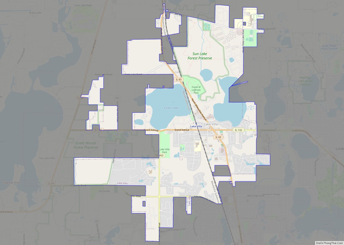 Map of Lake Villa village