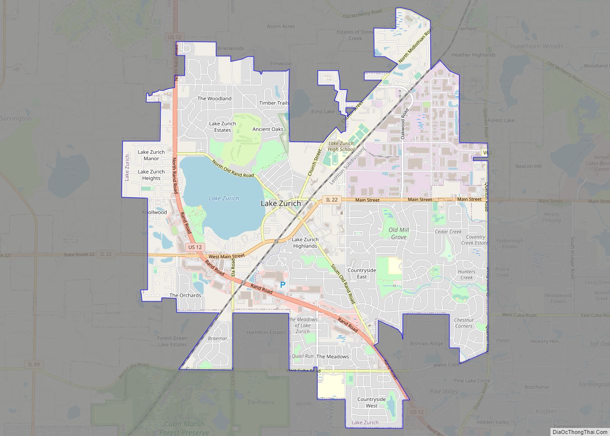 Map of Lake Zurich village