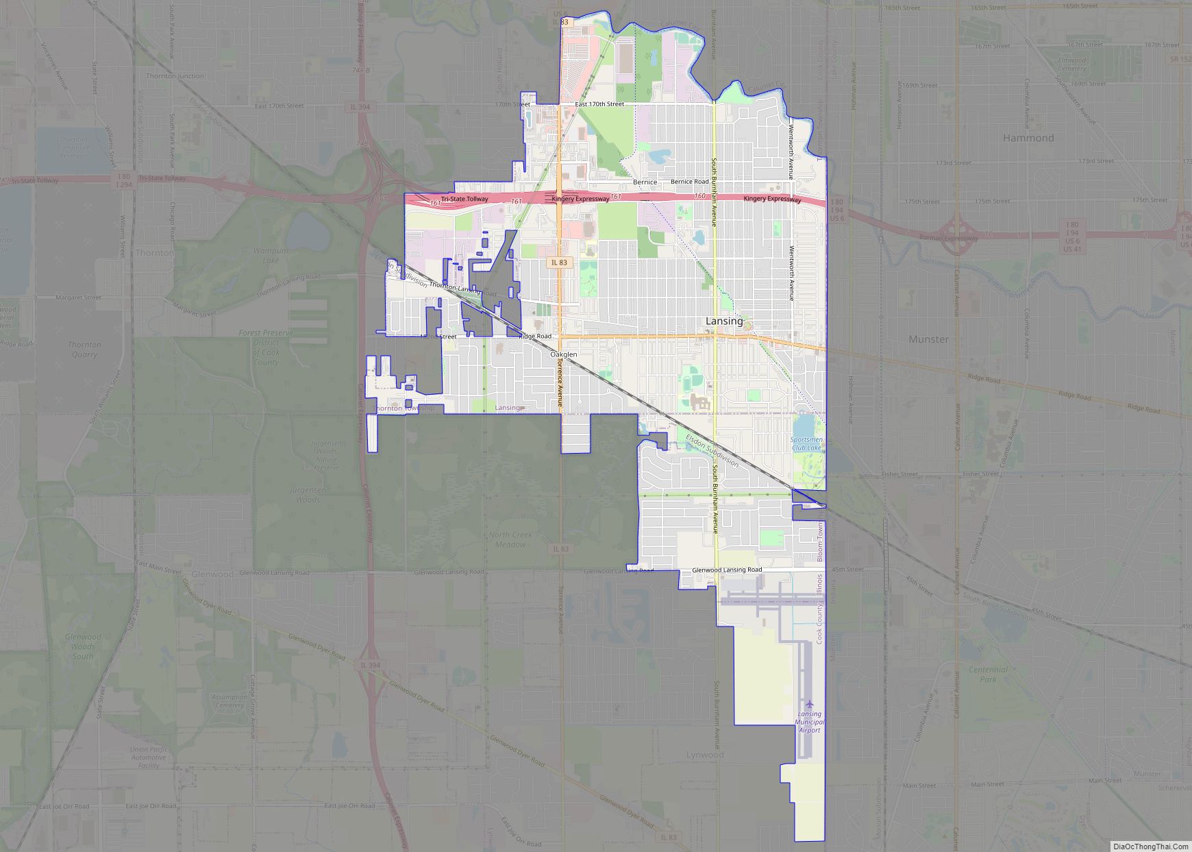 Map of Lansing village, Illinois