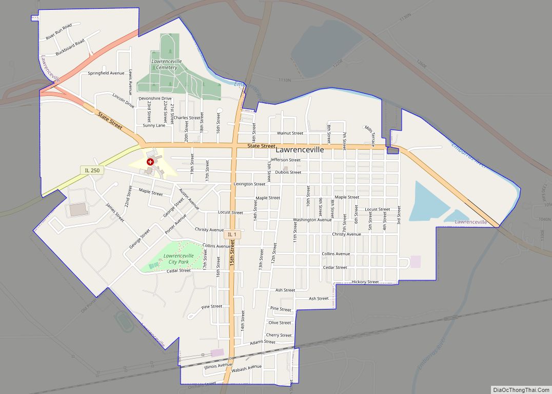 Map of Lawrenceville city, Illinois