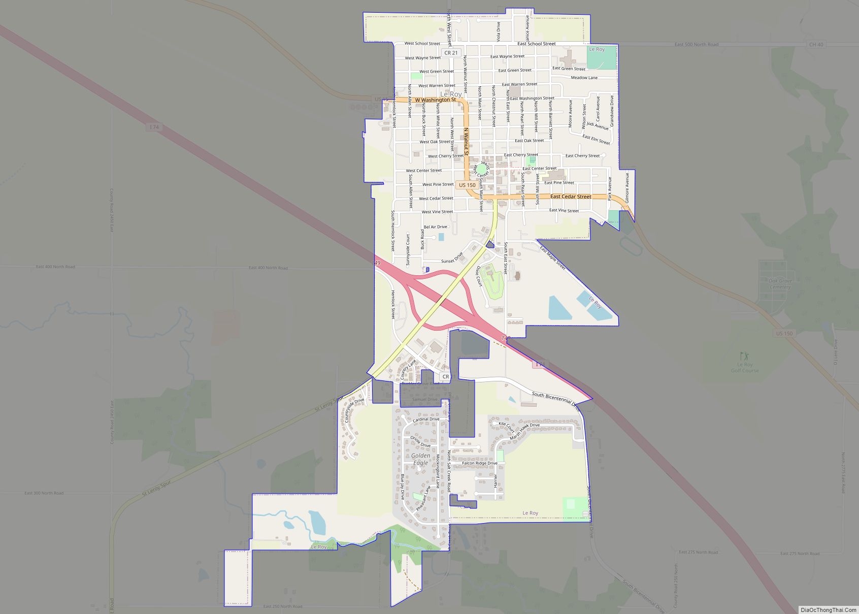 Map of Le Roy city, Illinois